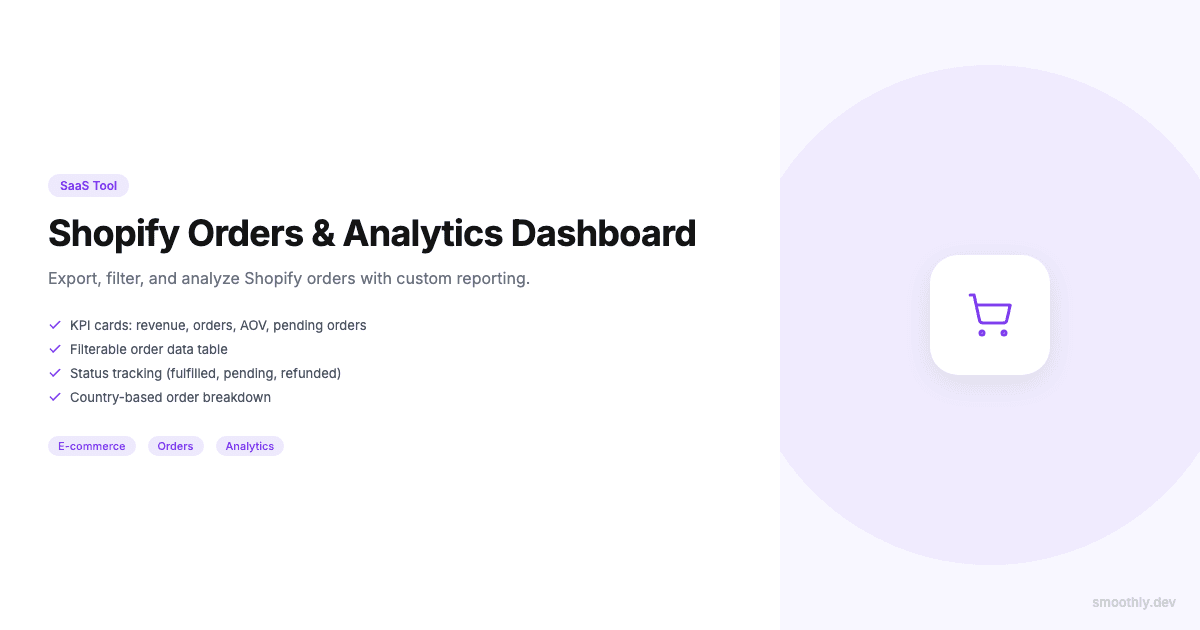 Shopify Orders & Analytics Dashboard